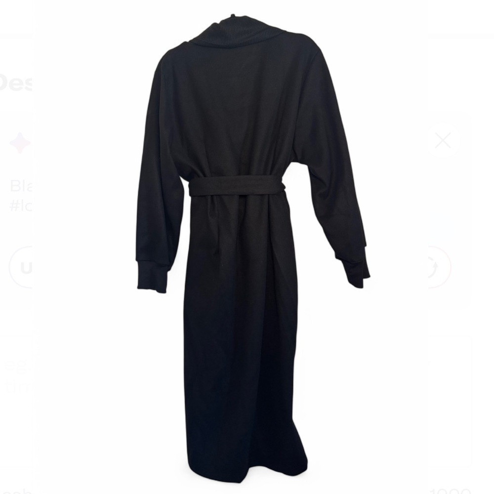 SHEIN Plus Black Tie Front Coat - Picture 3 of 5